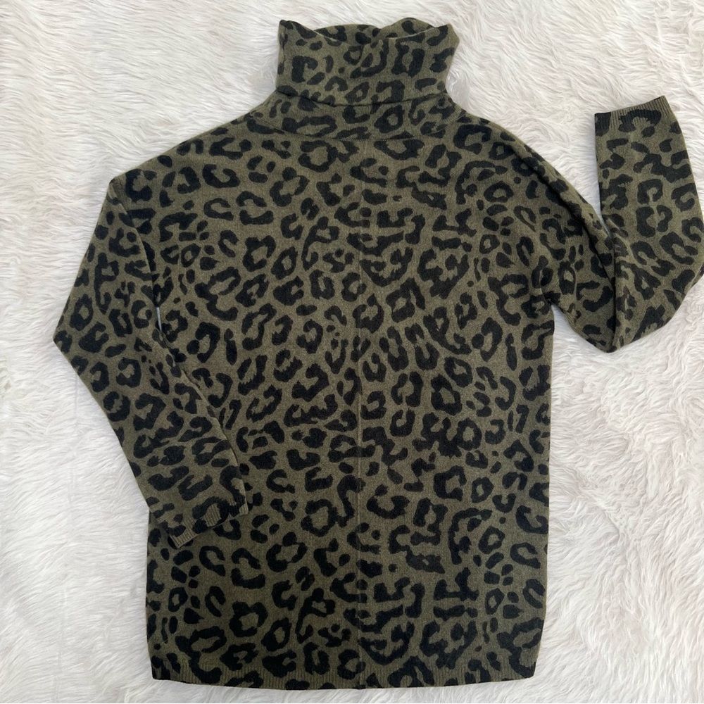 M Magaschoni Leopard Print Cowl Neck Cashmere Tunic - Picture 3 of 7
